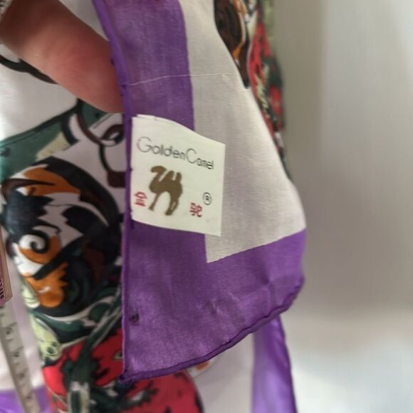 Vintage Golden Camel Purple and White Scarf - Picture 2 of 5